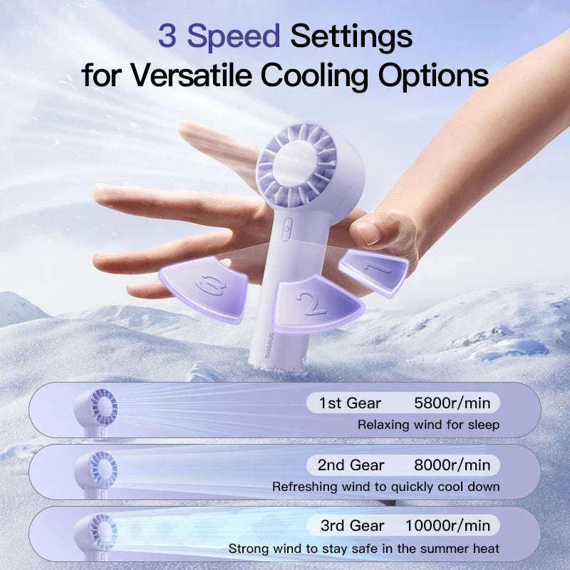 Mini Handheld Turbine Fan with 3 Speeds & Rechargeable Battery - Image 6