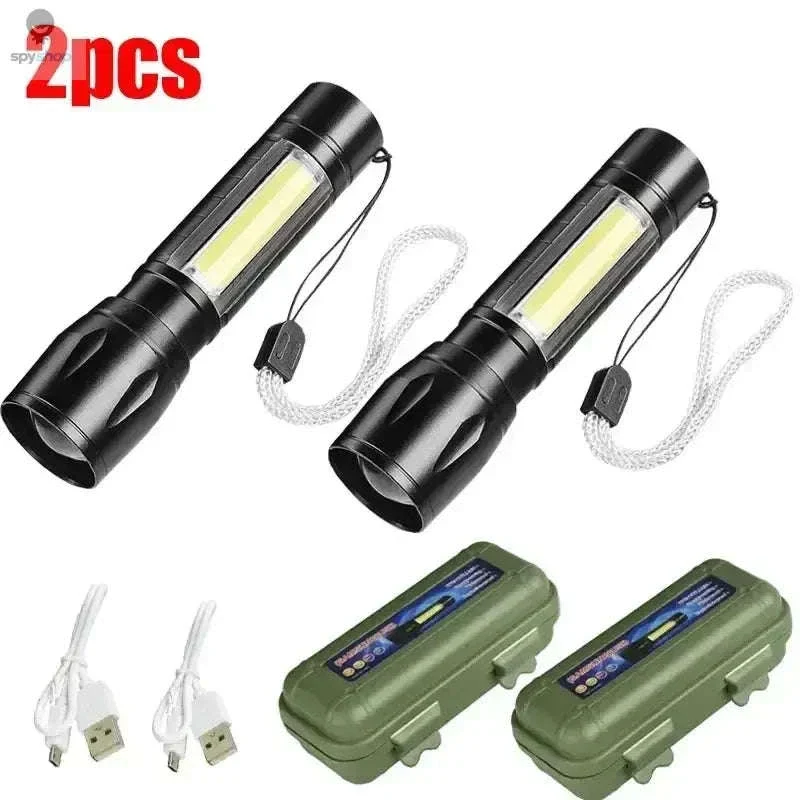 Mini LED Flashlight COB + XPE USB Rechargeable Torch - Image 17