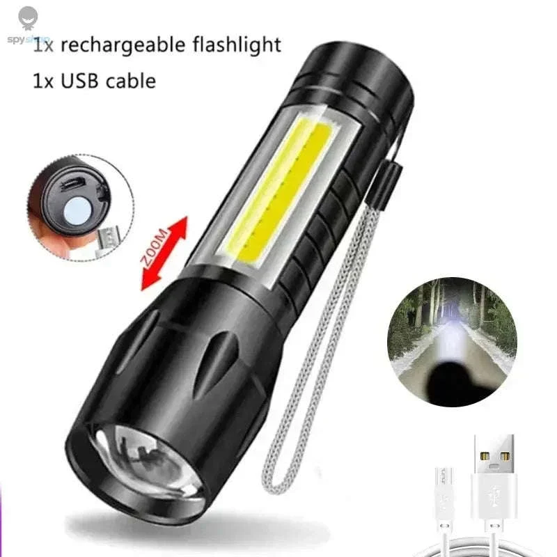 Mini LED Flashlight COB + XPE USB Rechargeable Torch - Image 22