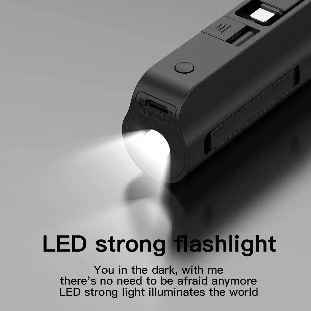 Mini 5000mAh Power Bank with Built-In Cable, LED Light & Stand - Image 5