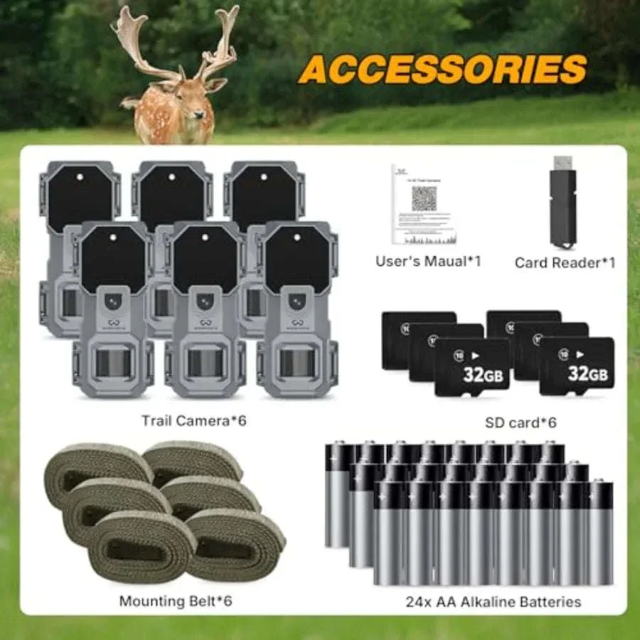 Mini Trail Camera 6-Pack with 32MP and 1080P HD Video - Image 2