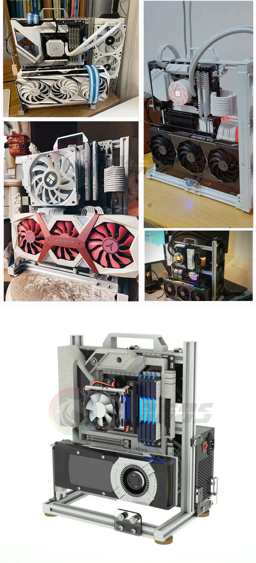 Open Frame PC Case ATX MicroATX ITX Aluminum Gaming Chassis - Image 13