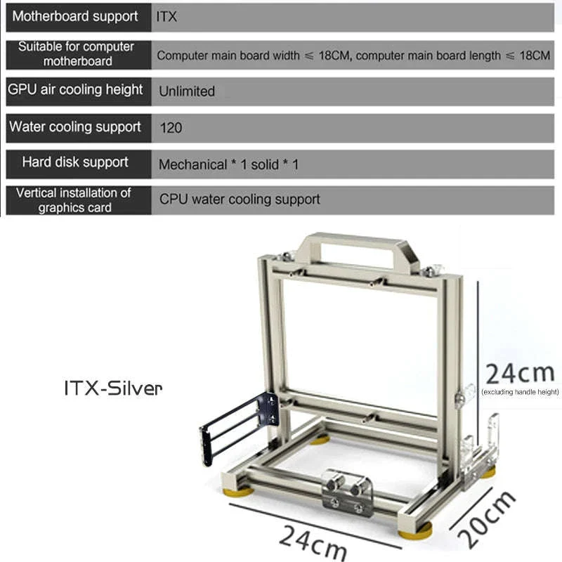 Open Frame PC Case ATX MicroATX ITX Aluminum Gaming Chassis - Image 19