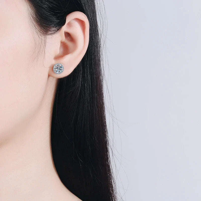 Moissanite Stud Earrings in Sterling Silver White Gold Finish - Image 14