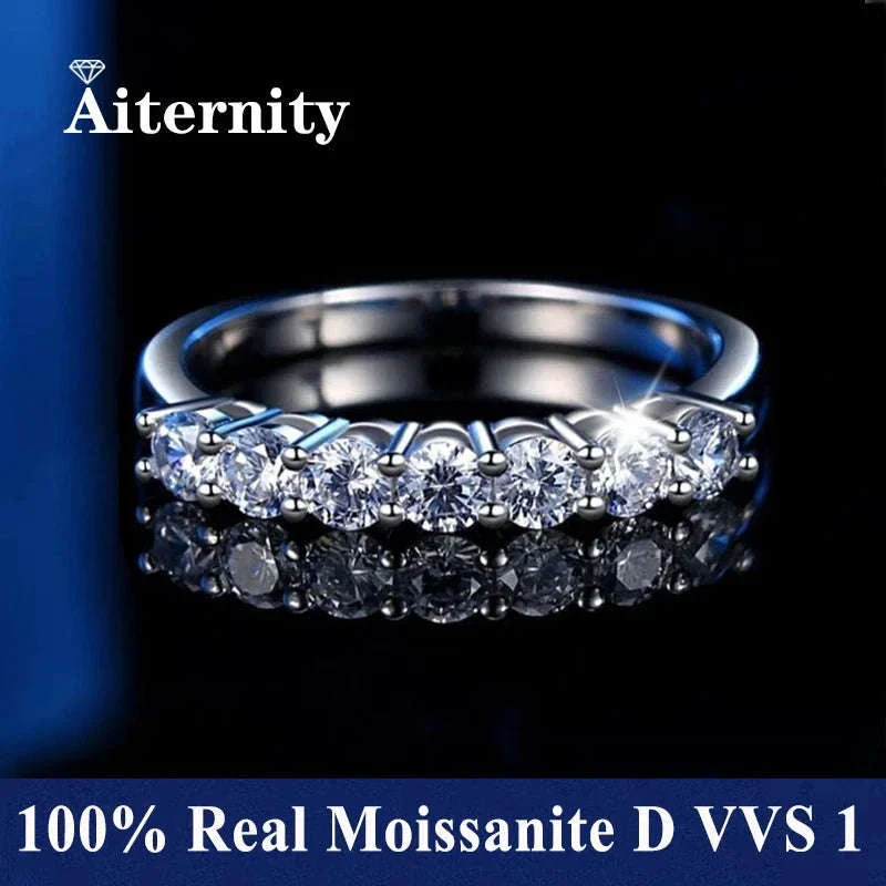 Moissanite Wedding Band Ring in 925 Sterling Silver for Women
