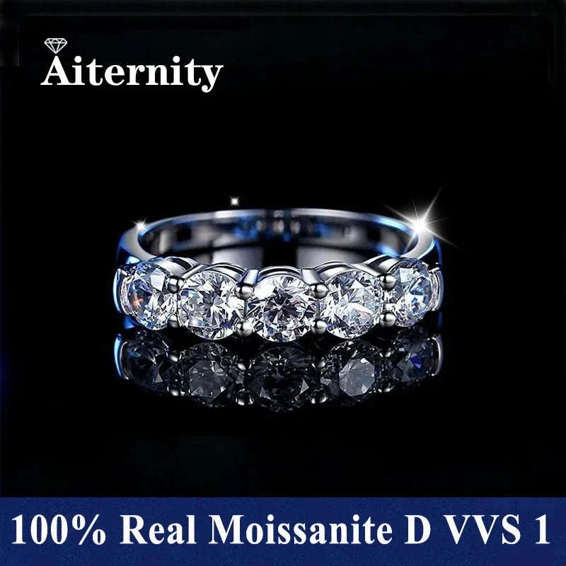 Moissanite Wedding Band Ring in 925 Sterling Silver for Women - Image 3