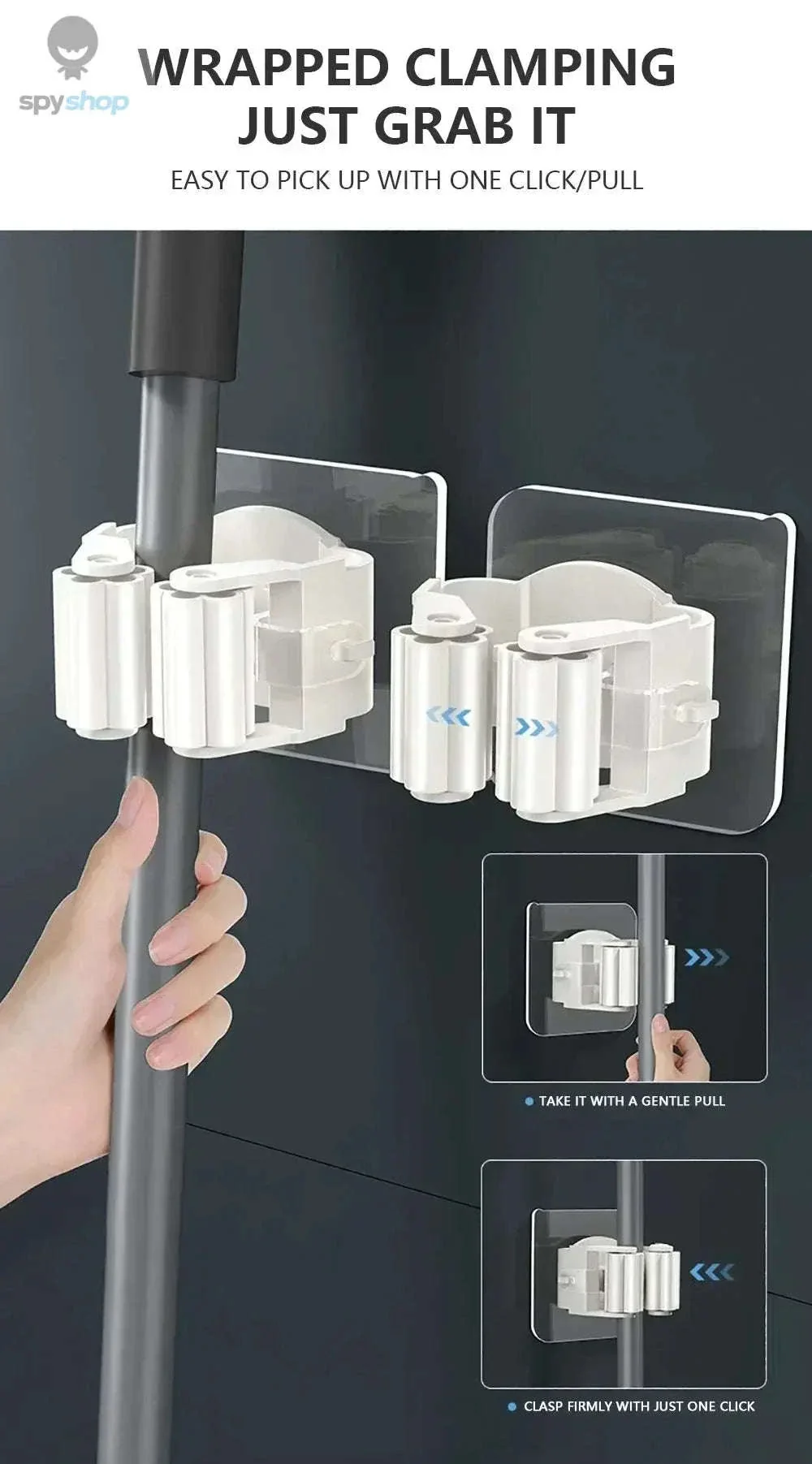 Self-Adhesive Mop Holder Wall-Mounted Organizer for Tools - Image 11