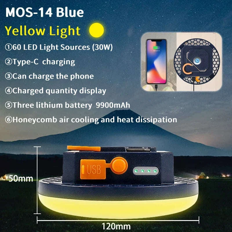 9900mAh Rechargeable Camping Lantern with Magnet and USB Charging - Image 28