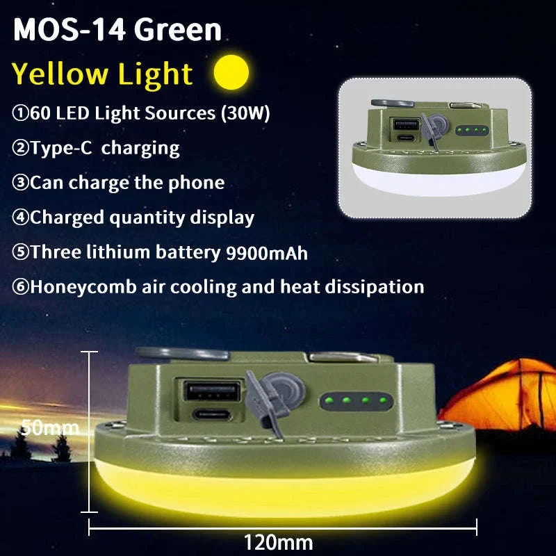 9900mAh Rechargeable Camping Lantern with Magnet and USB Charging - Image 31