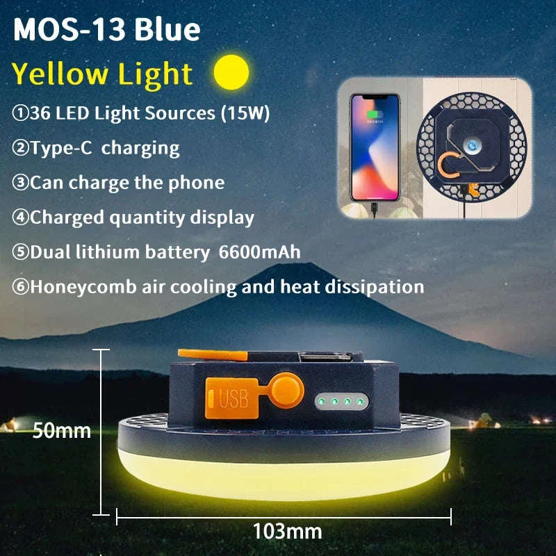 9900mAh Rechargeable Camping Lantern with Magnet and USB Charging - Image 33
