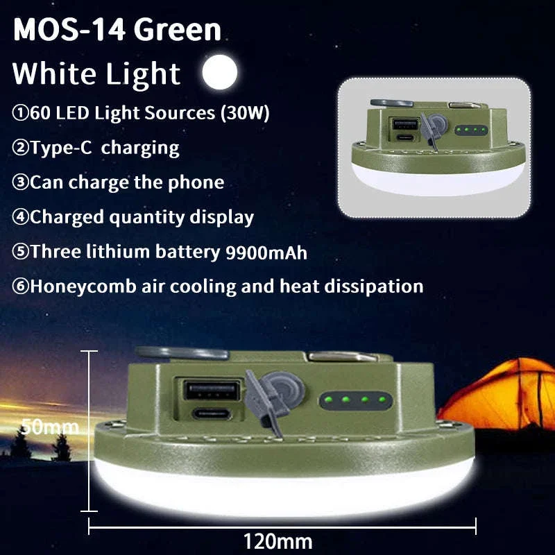 9900mAh Rechargeable Camping Lantern with Magnet and USB Charging - Image 35