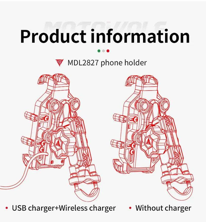 Motorcycle Wireless Charging Phone Mount with 360° Rotation Holder - Image 22