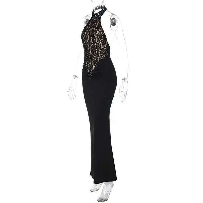Lace Halter Backless Dress for Women in Elegant Maxi Fit - Image 10