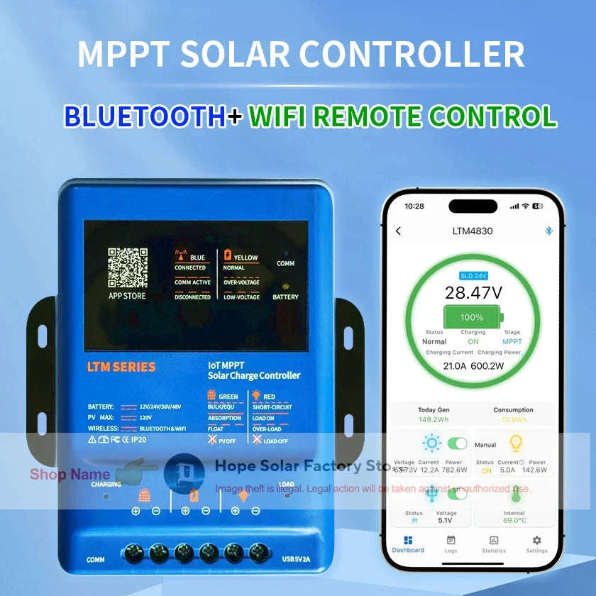 MPPT Solar Charge Controller 30A/40A with App Control & 12–48V Support - Image 2