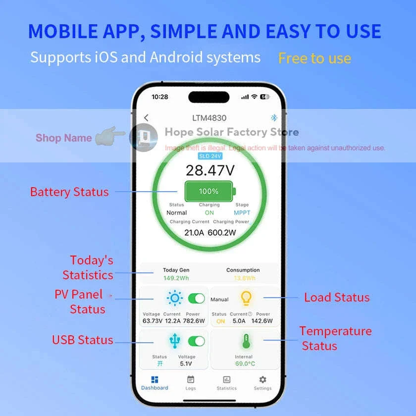 MPPT Solar Charge Controller 30A/40A with App Control & 12–48V Support - Image 4