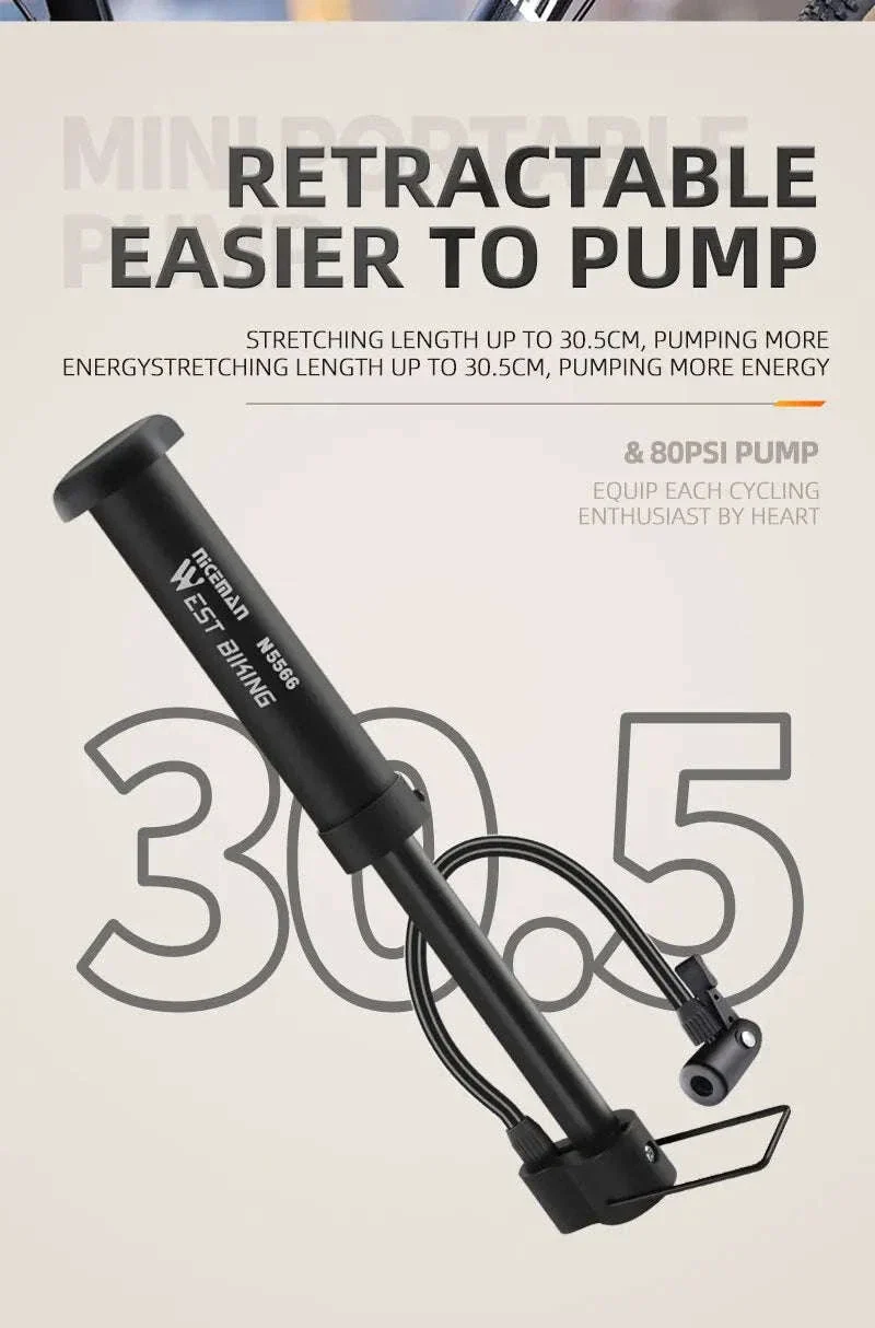 MTB Bicycle Pump 80 PSI Manual Floor Inflator - Image 11