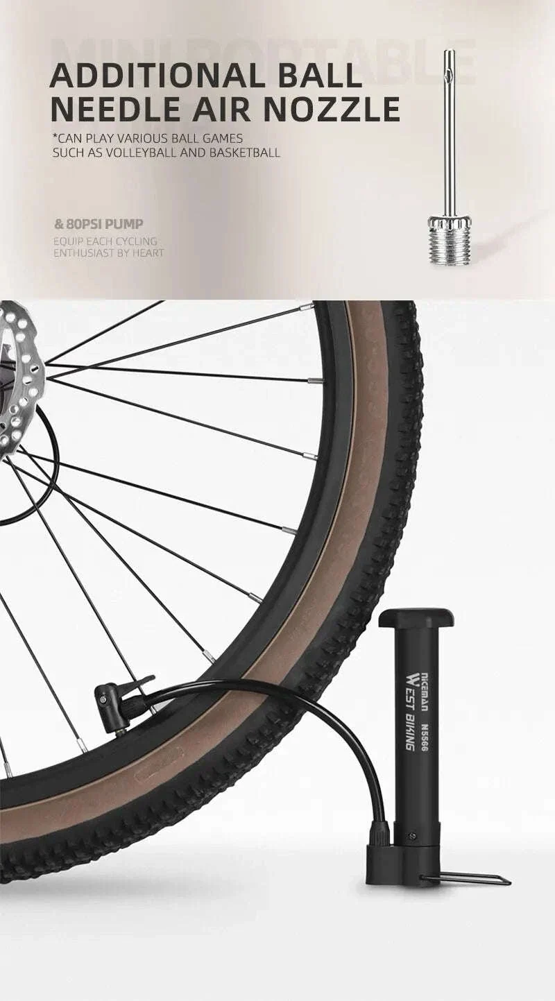 MTB Bicycle Pump 80 PSI Manual Floor Inflator - Image 16
