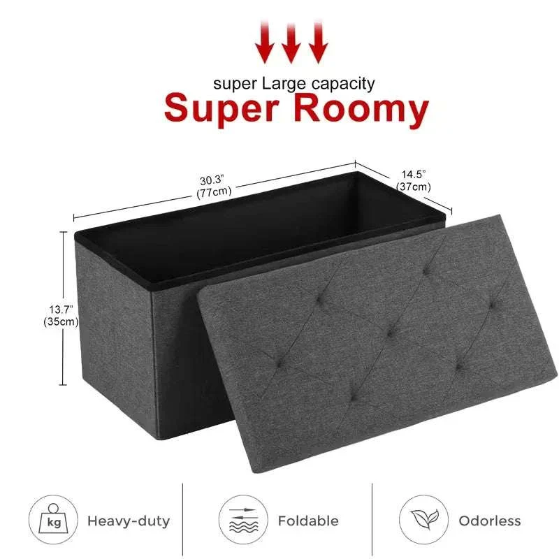 Folding Storage Ottoman Bench with Seat – Space-Saving Organizer - Image 7