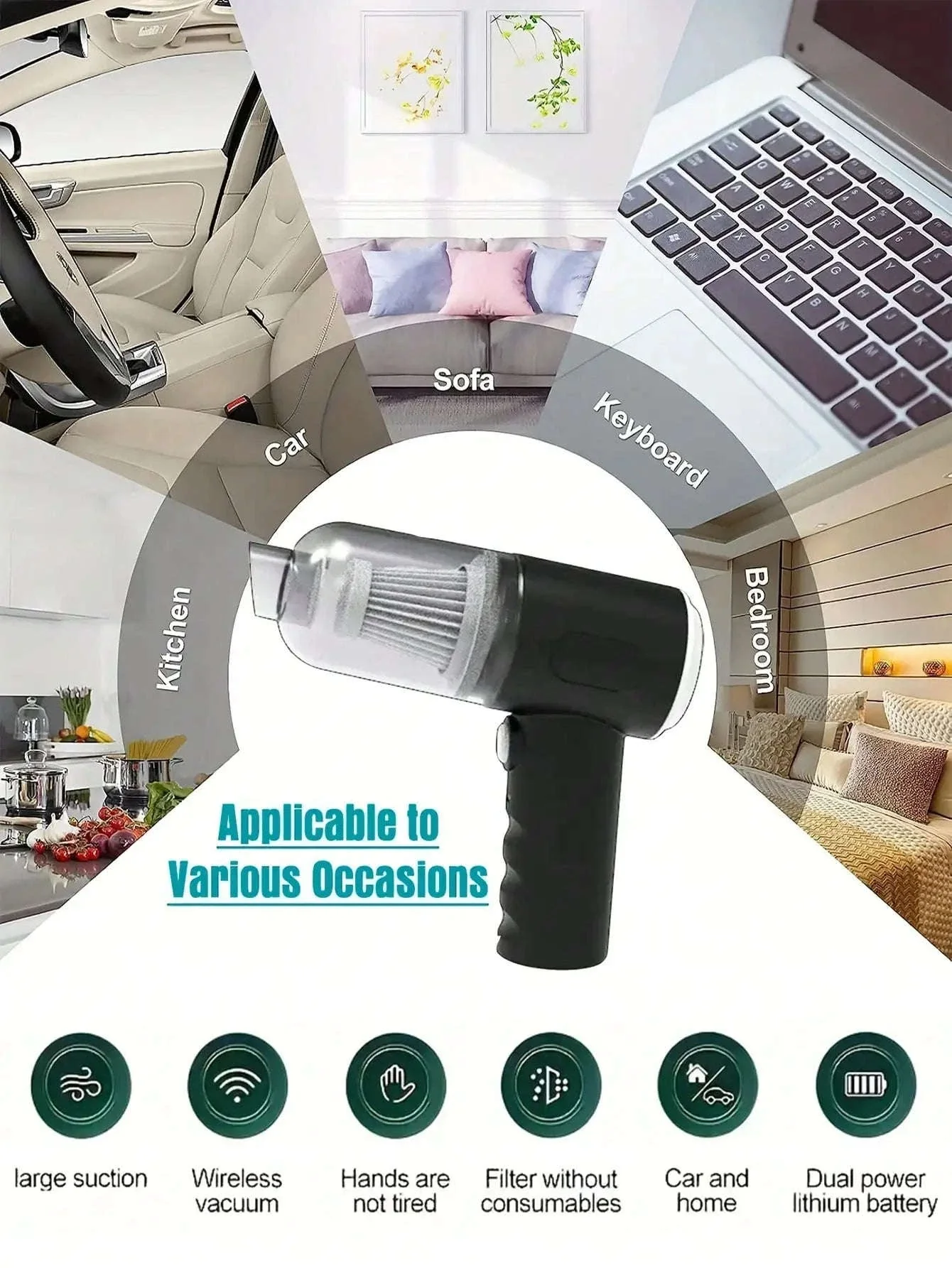 Cordless Handheld Vacuum Cleaner for Car, Home and Pet Hair - Image 3