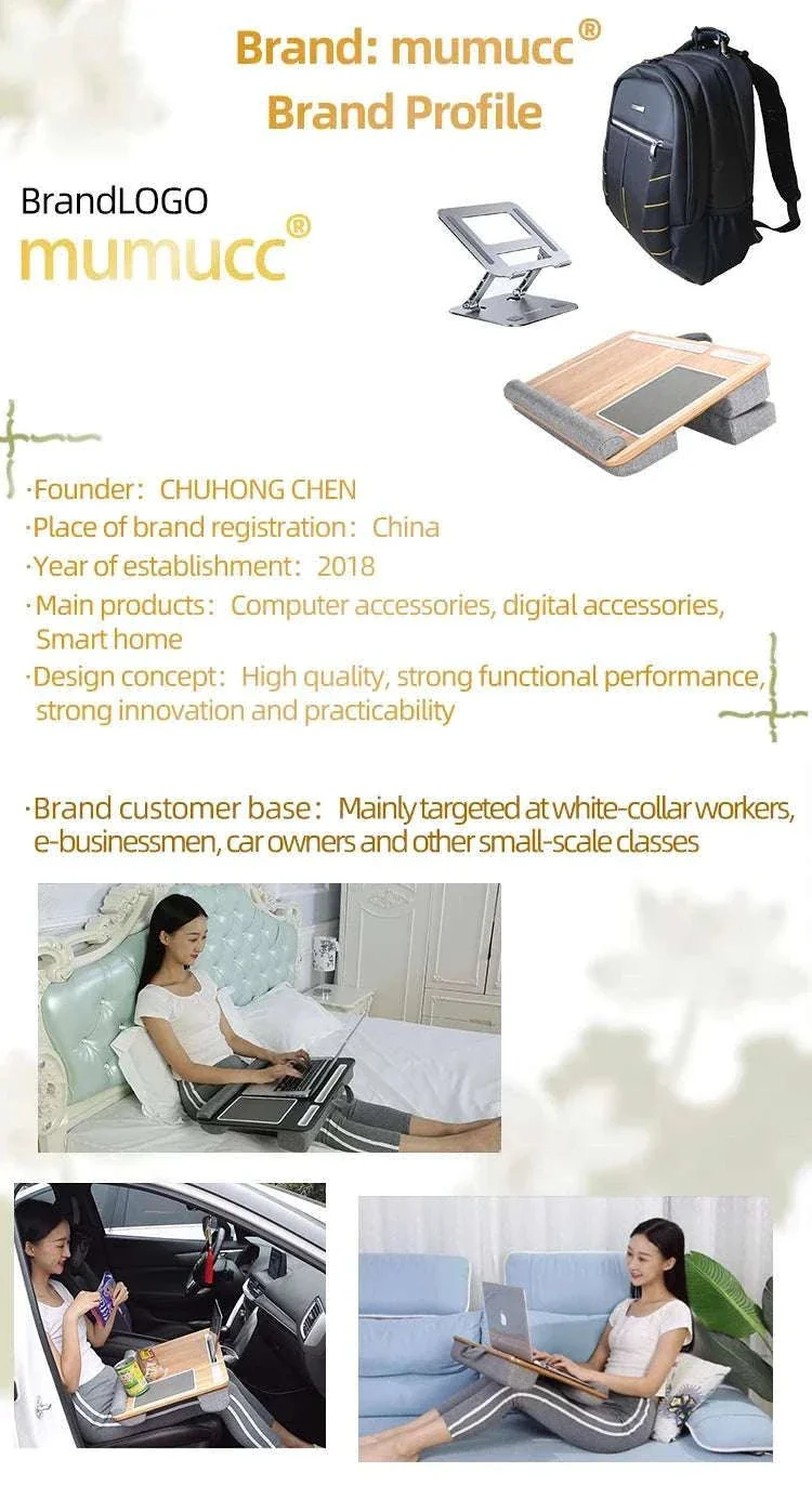 Cushioned Laptop Lap Desk with Wood Surface & Built-In Mouse Pad - Image 43
