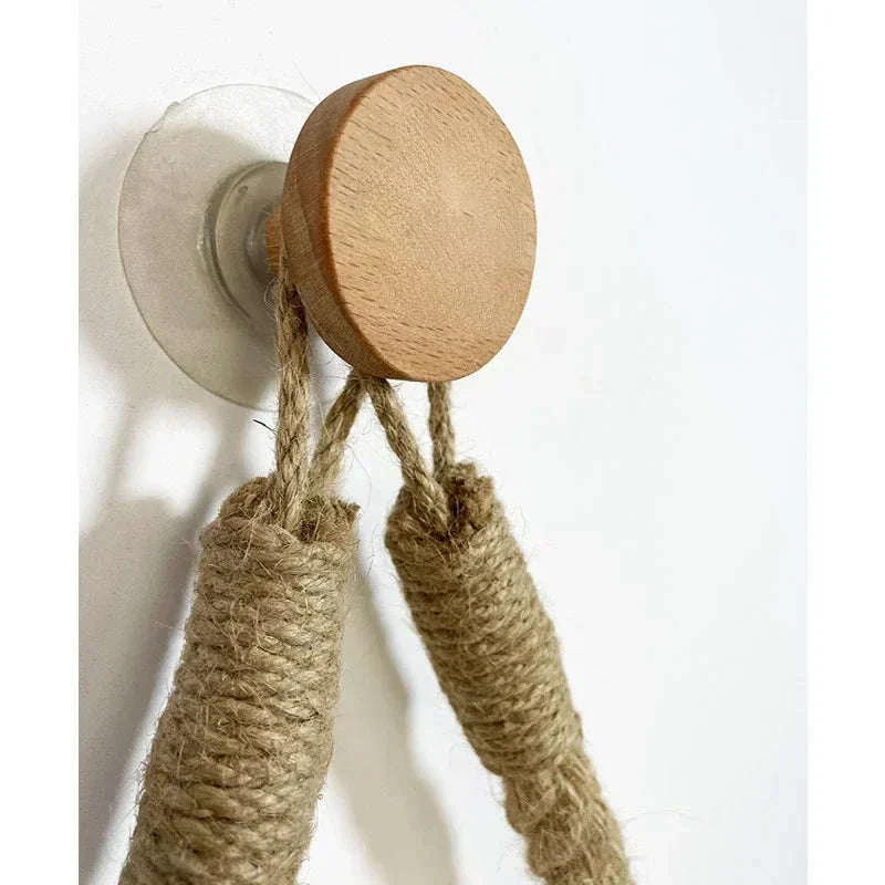 Nail-Free Boho Rope Towel Holder for Wall-Mounted Storage - Image 3