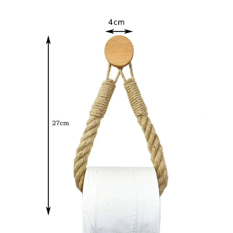 Nail-Free Boho Rope Towel Holder for Wall-Mounted Storage - Image 5