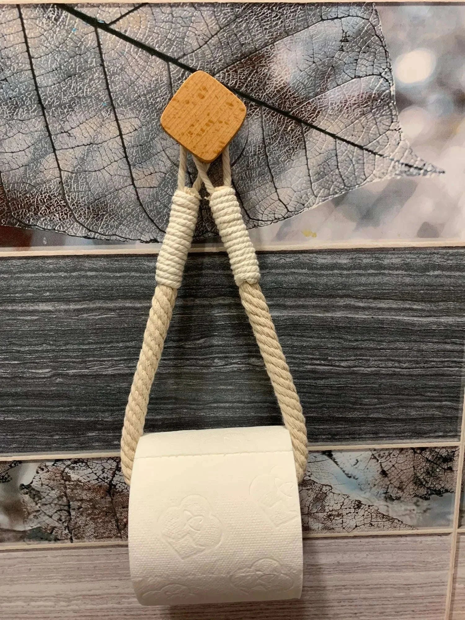 Nail-Free Boho Rope Towel Holder for Wall-Mounted Storage - Image 6