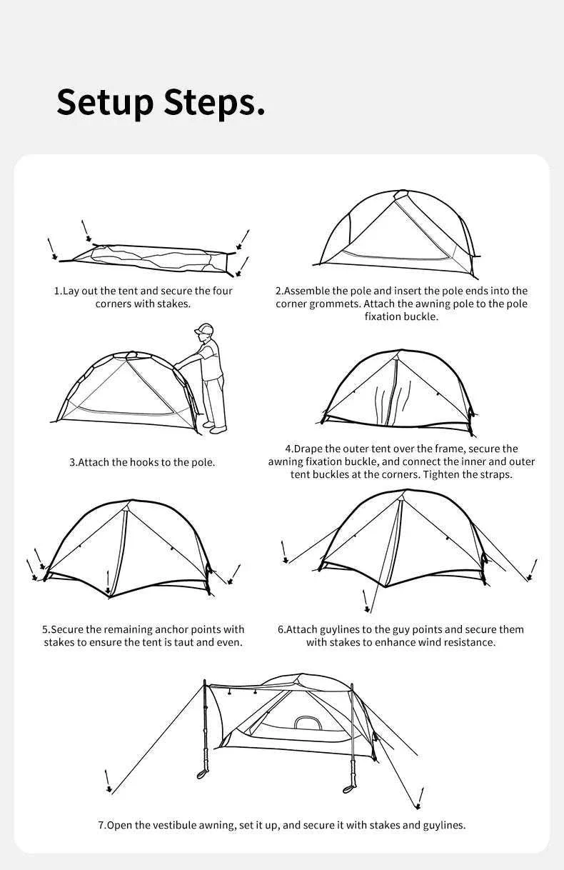Ultralight 2-Person Waterproof Trekking Tent 20D Nylon 1.8kg - Image 21