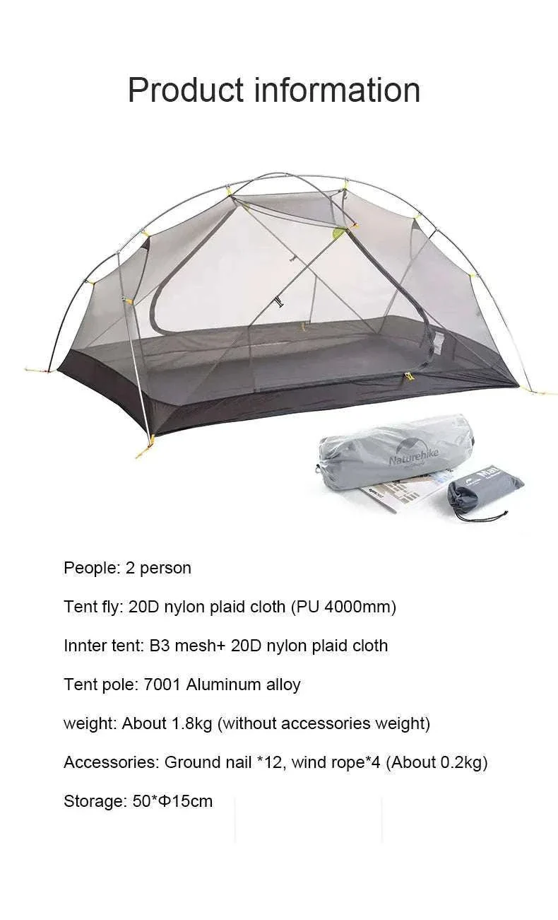 Ultralight 2-Person Waterproof Trekking Tent 20D Nylon 1.8kg - Image 28