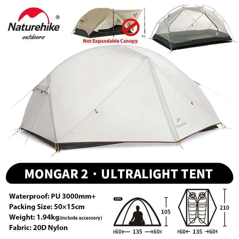 Ultralight 2-Person Waterproof Trekking Tent 20D Nylon 1.8kg - Image 36