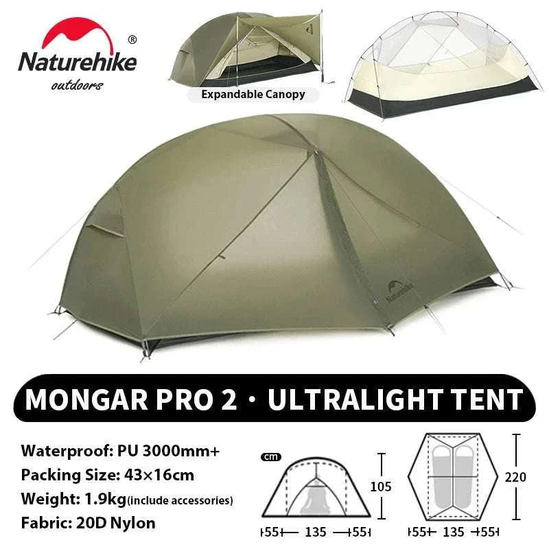 Ultralight 2-Person Waterproof Trekking Tent 20D Nylon 1.8kg - Image 39