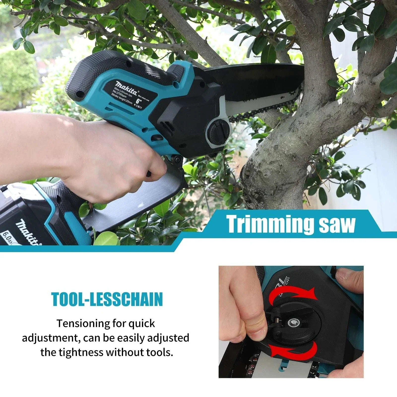 Makita 18V Cordless 8-Inch Handheld Chain Saw with Auto Oiler - Image 6