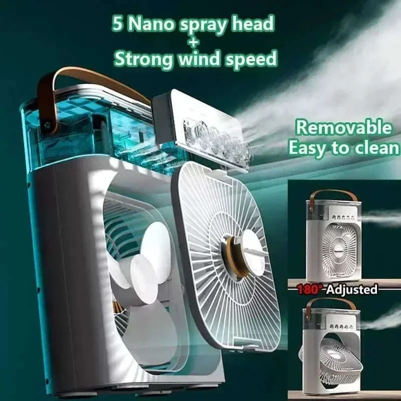 3-in-1 Mini Air Cooler Fan with Humidifier and Night Light - Image 4