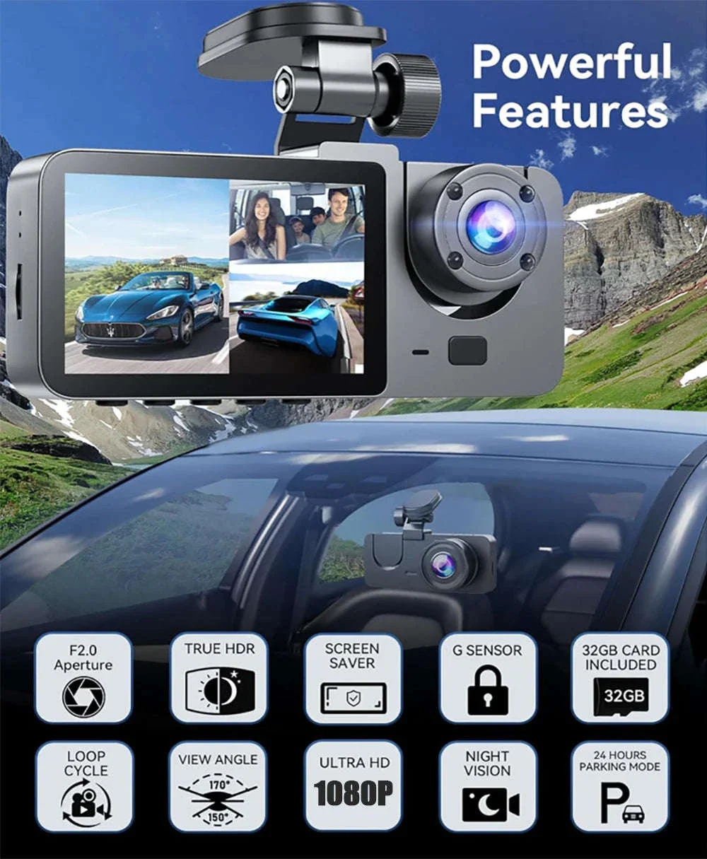1080P WiFi Dash Cam with 3 Cameras, Night Vision & Parking Monitor - Image 10