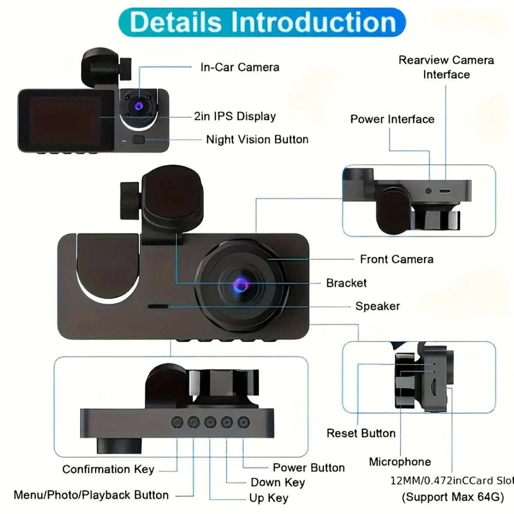 1080P WiFi Dash Cam with 3 Cameras, Night Vision & Parking Monitor - Image 19