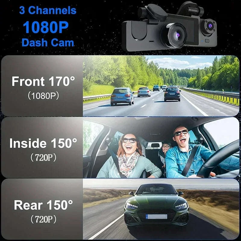 1080P WiFi Dash Cam with 3 Cameras, Night Vision & Parking Monitor - Image 2