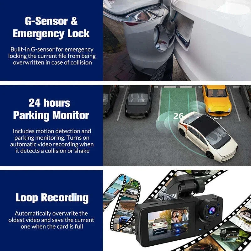 1080P WiFi Dash Cam with 3 Cameras, Night Vision & Parking Monitor - Image 6