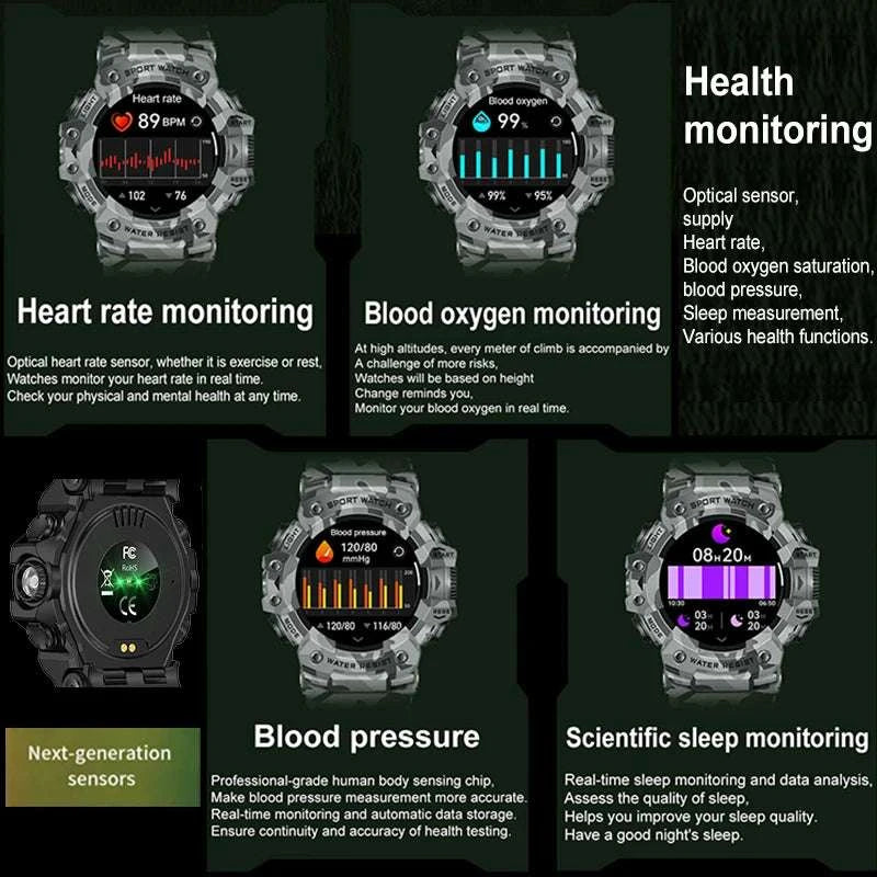 Military Outdoor Smart Watch with Bluetooth Call & 100+ Sports Modes - Image 6