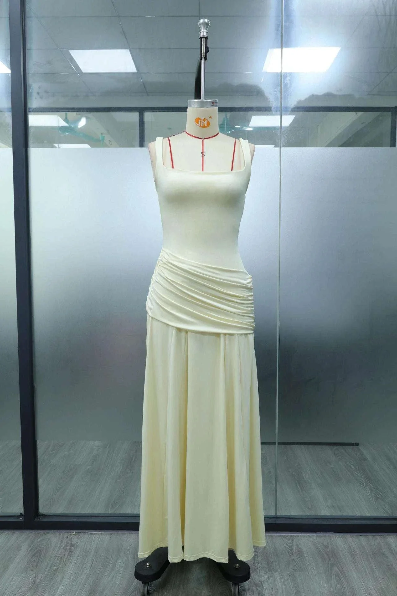 Women’s Elegant Ruched Backless Maxi Dress with Square Neck - Image 20