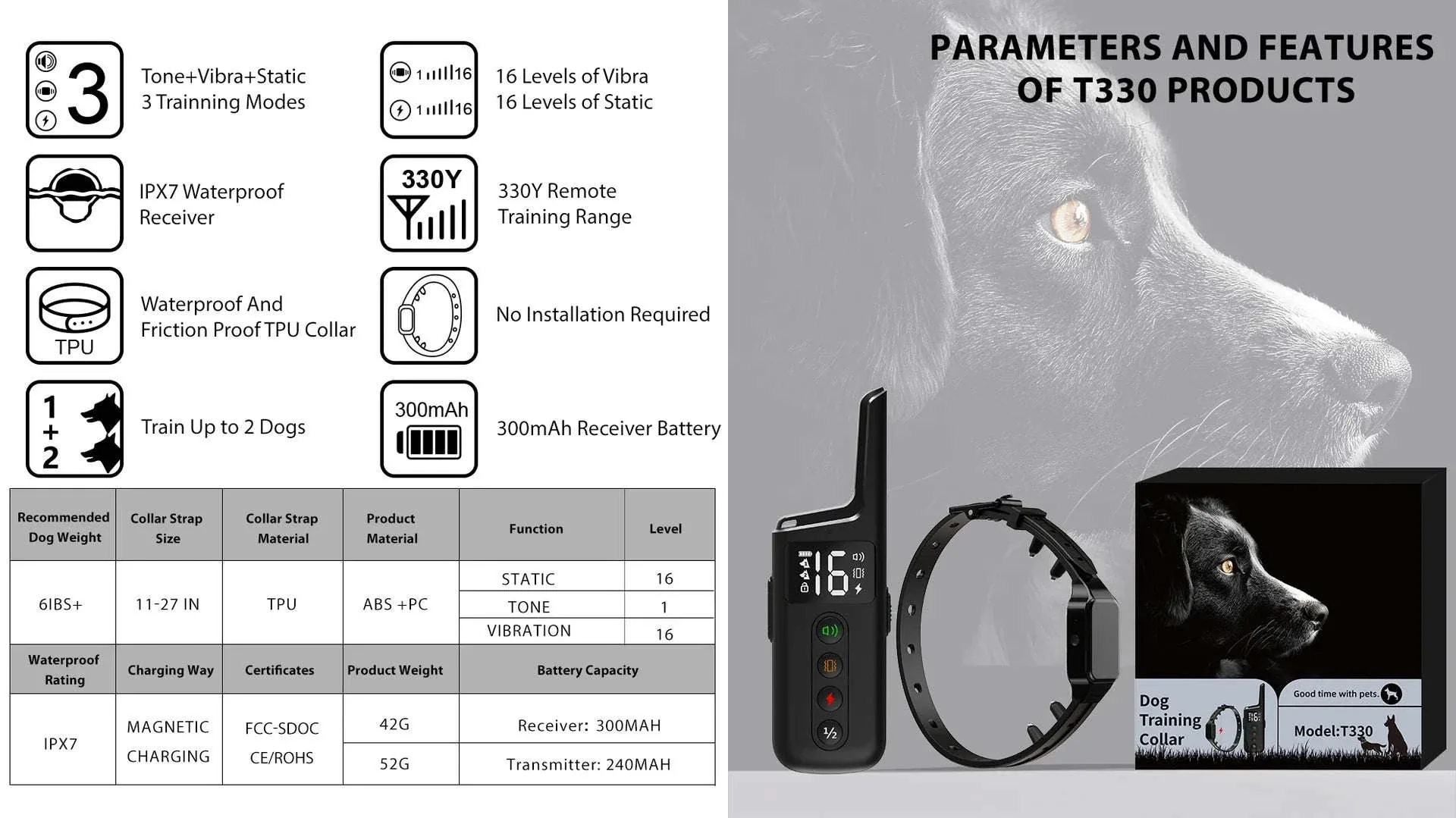 Waterproof Rechargeable Dog Training Collar with 500m Remote Control - Image 14