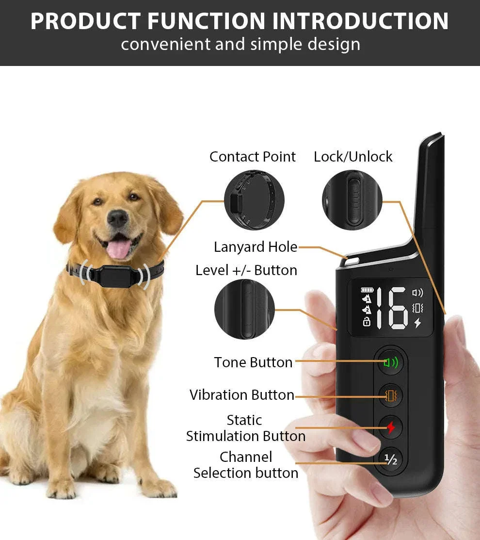 Waterproof Rechargeable Dog Training Collar with 500m Remote Control - Image 2