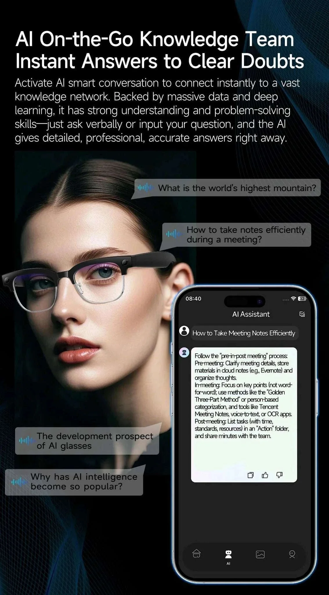 AI Smart Glasses with Camera, Calls, Translation & Audio - Image 17