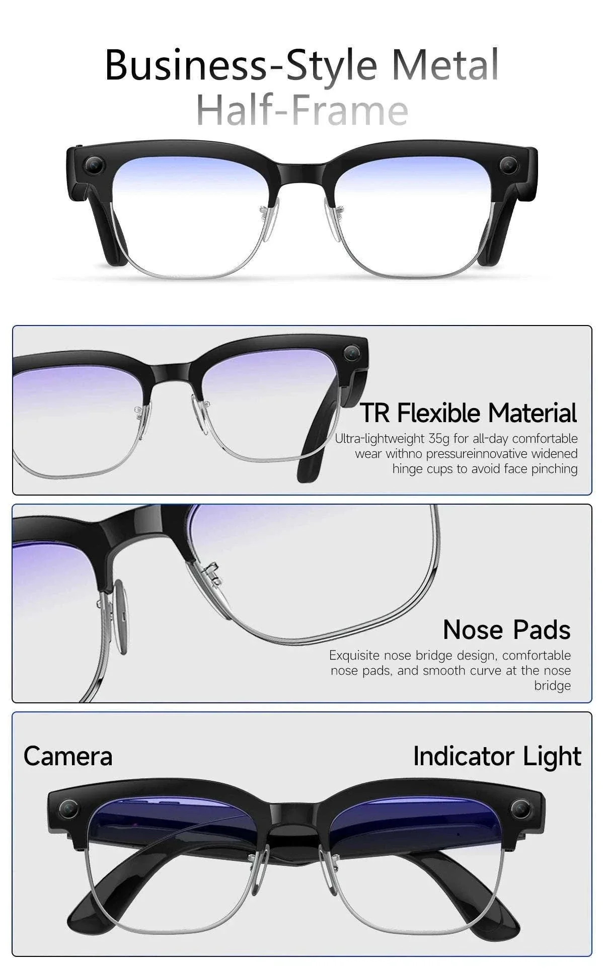 AI Smart Glasses with Camera, Calls, Translation & Audio - Image 9