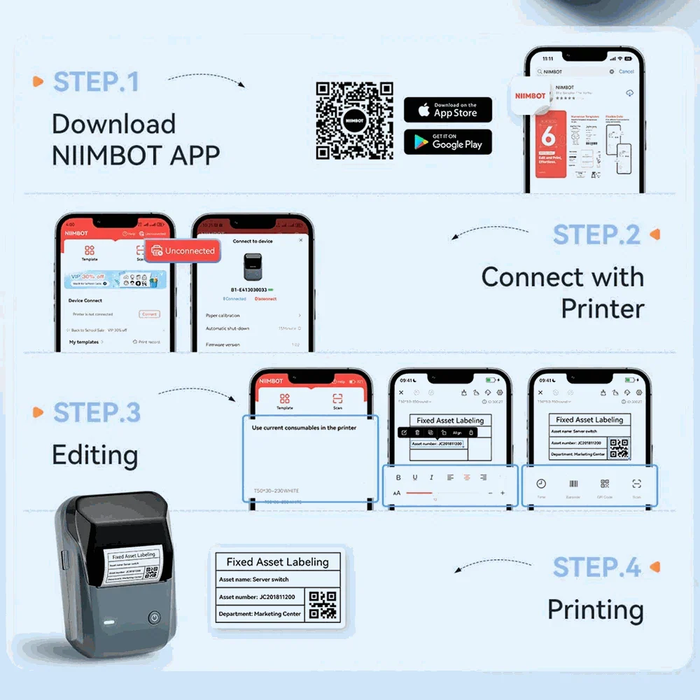 NIIMBOT B1 Portable Thermal Label Printer - Image 5