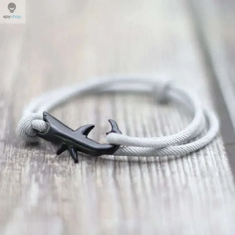Shark Double Layer Cord Bracelet with Adjustable Coastal Charm - Image 5