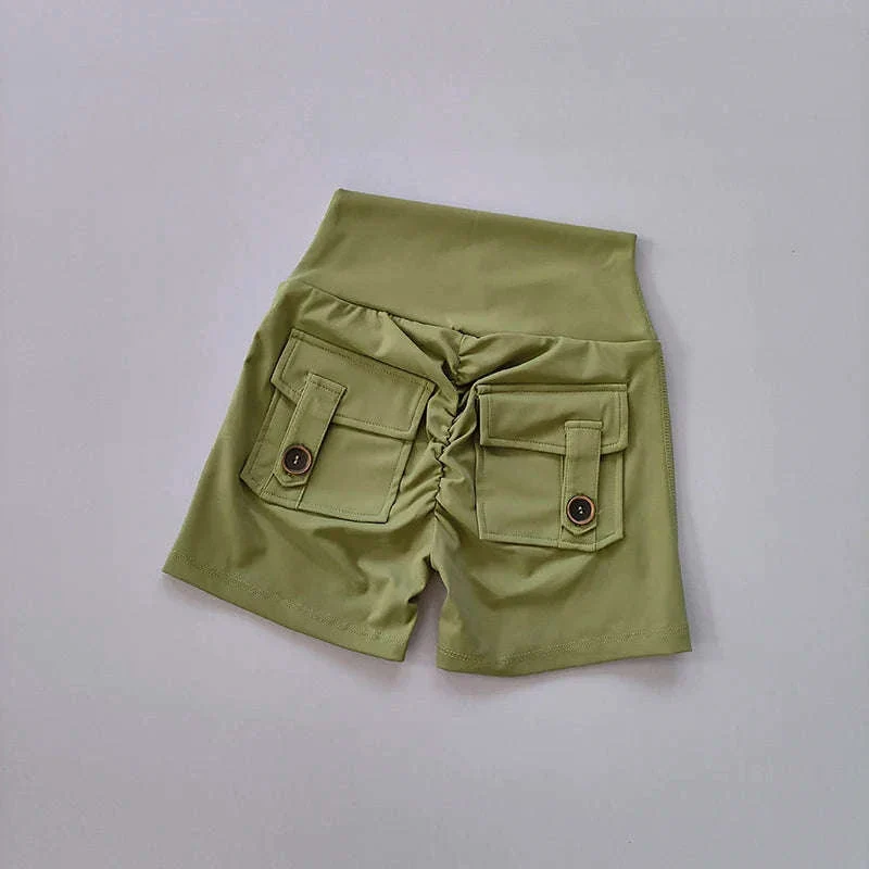 Nude High Waist Seamless Fitness Shorts with Pockets - Image 10