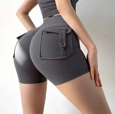 Nude High Waist Seamless Fitness Shorts with Pockets - Image 15