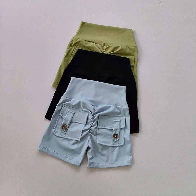 Nude High Waist Seamless Fitness Shorts with Pockets - Image 4