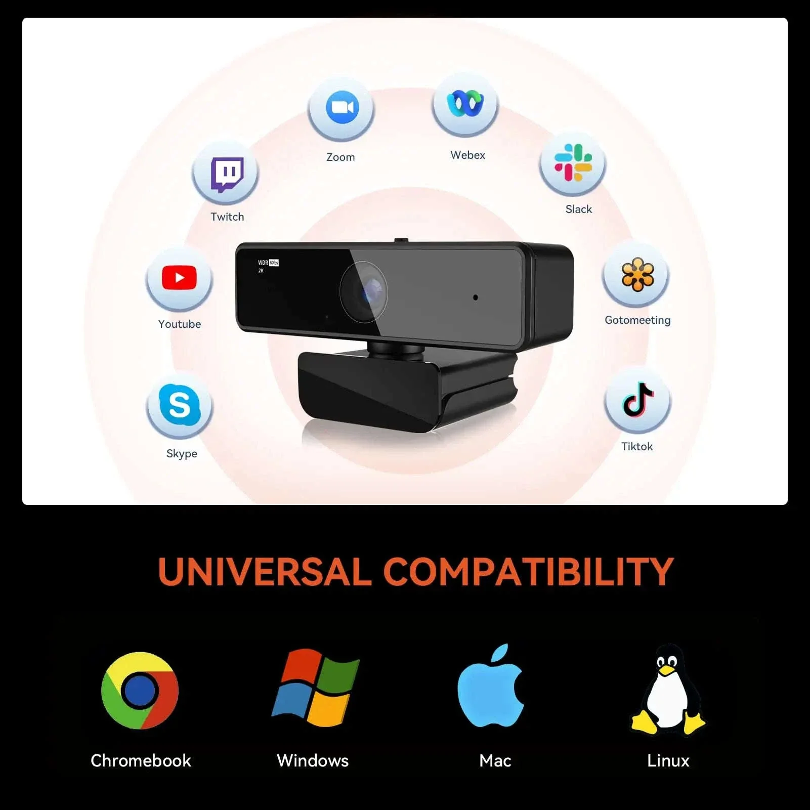 Nuroum 2K QHD Webcam 1440P/60FPS with Noise-Canceling Mics - Image 14