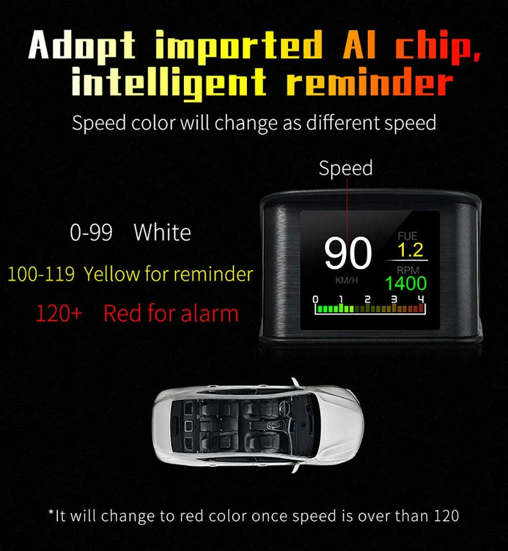 OBD2 Head Up Display Digital Speedometer with Overspeed Alarm - Image 14